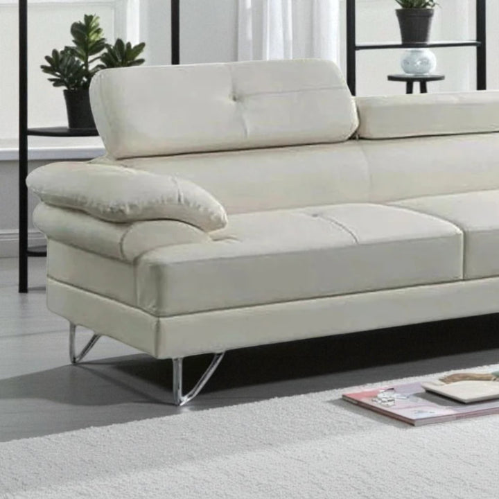 Wisla Sectional Sofa With Faux Leather Upholstery & RHF Chaise - Flourish White