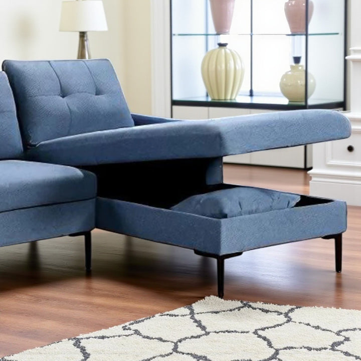 Frank Sectional Sofa With Spacious RHF Chaise - Appealing Blue