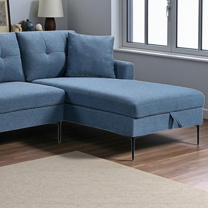 Frank Sectional Sofa With Spacious RHF Chaise - Appealing Blue