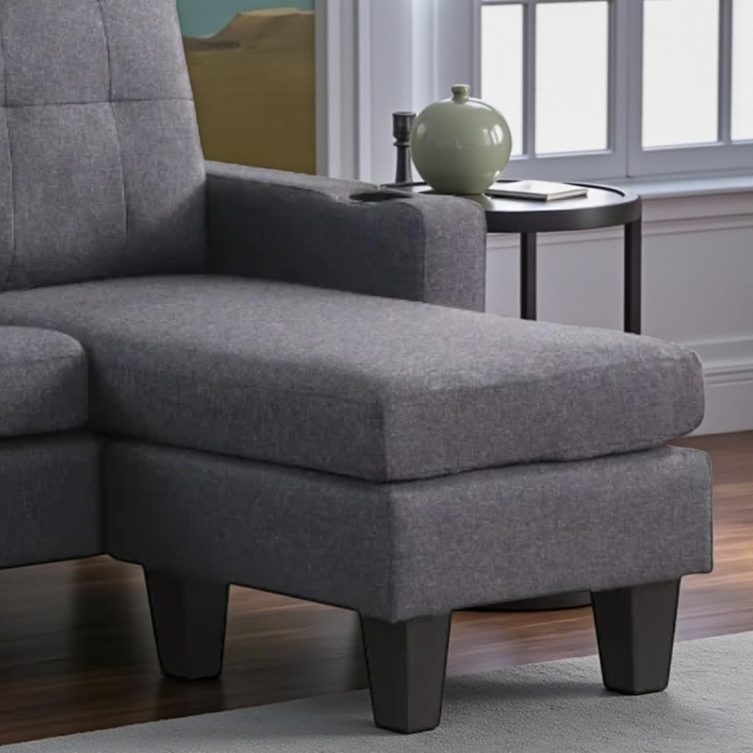 Ethan Fabric Upholstered Sectional Sofa With Reversible Chaise - Grey