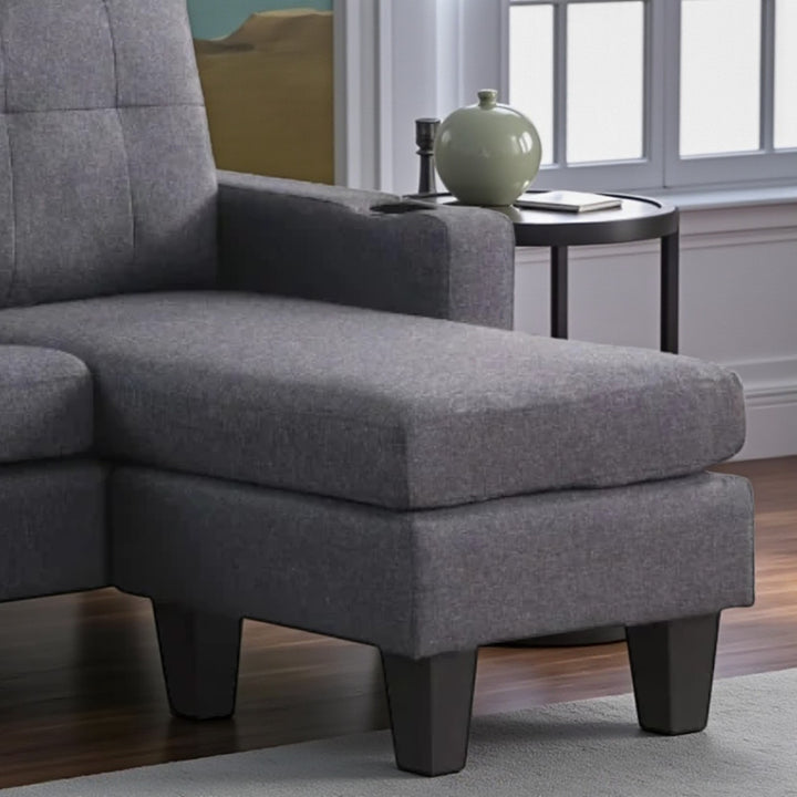 Ethan Fabric Upholstered Sectional Sofa With Reversible Chaise - Grey