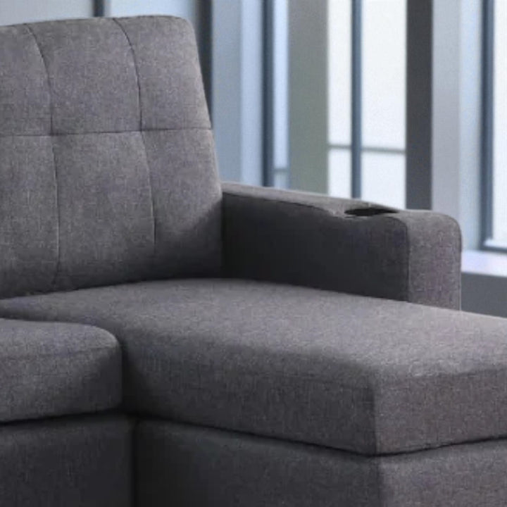 Ethan Fabric Upholstered Sectional Sofa With Reversible Chaise - Grey