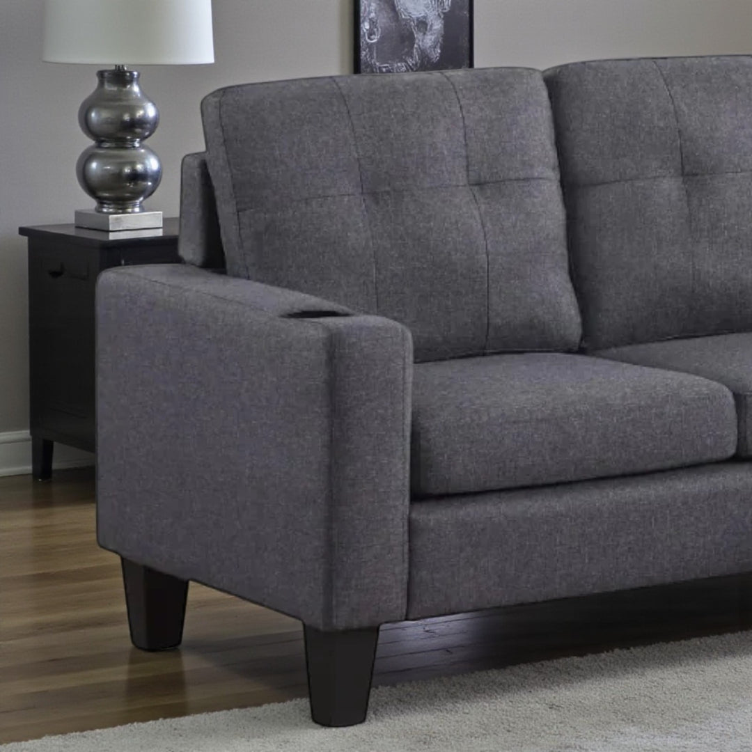 Ethan Fabric Upholstered Sectional Sofa With Reversible Chaise - Grey