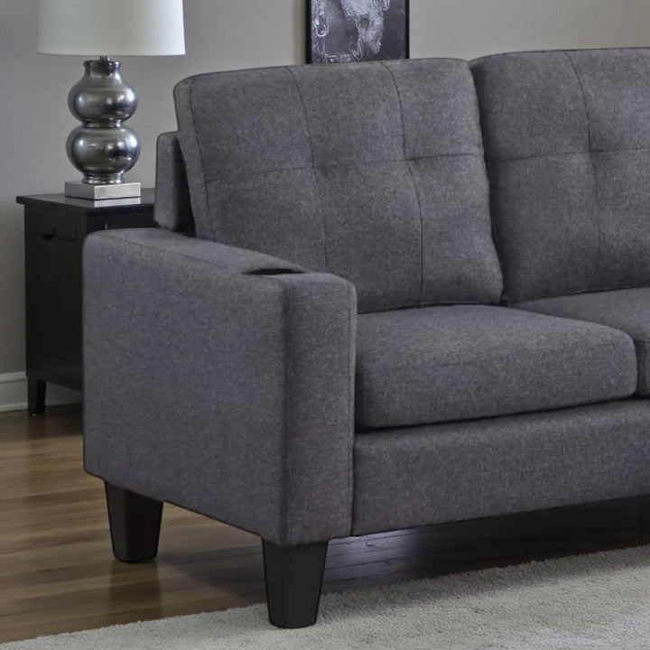 Ethan Fabric Upholstered Sectional Sofa With Reversible Chaise - Grey