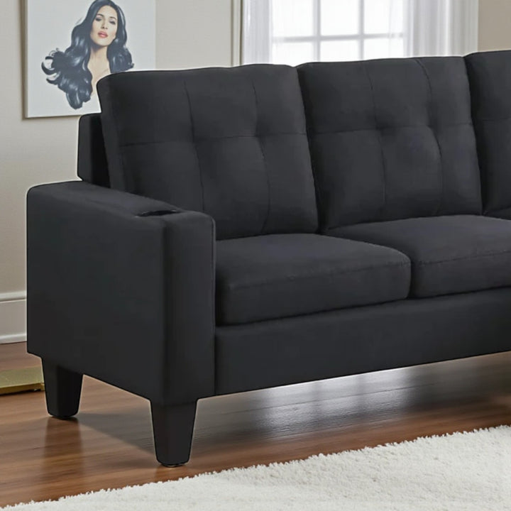 Ethan Fabric Upholstered Sectional Sofa With Reversible Chaise - Black