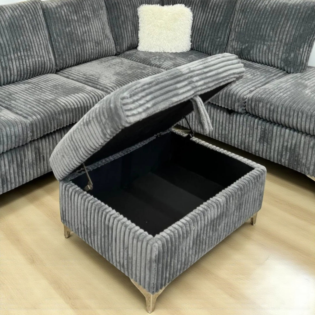 Scott Reversible Sectional Sofa Set In Soft Fabric Upholstery - Grey