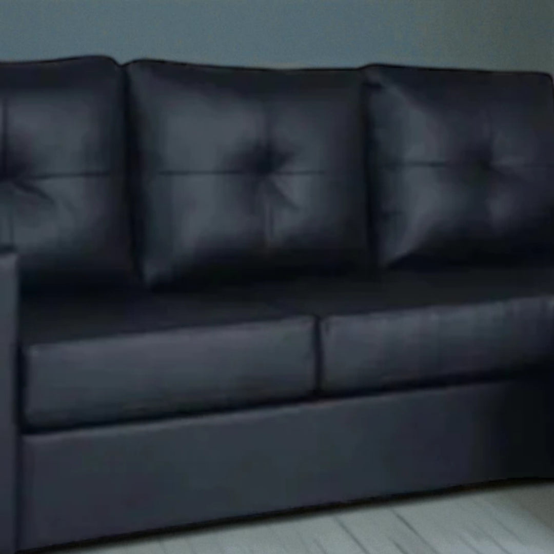 Emma Leather Upholstered Sectional Sofa With Reversible Chaise - Black