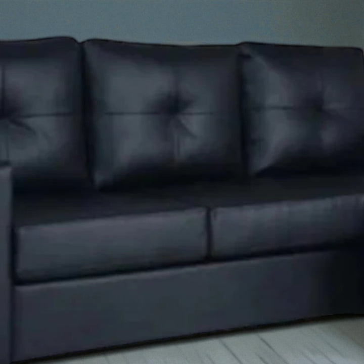 Emma Leather Upholstered Sectional Sofa With Reversible Chaise - Black