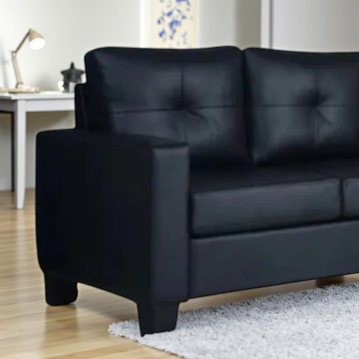 Emma Leather Upholstered Sectional Sofa With Reversible Chaise - Black