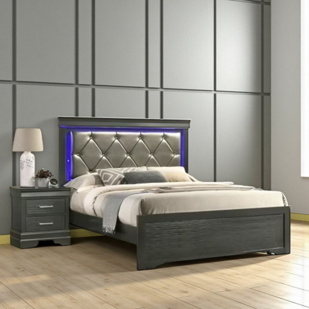Axora 8-Piece Stylish Bedroom Set - Black | Modern, Sturdy, Ambient LEDs & Smart Storage