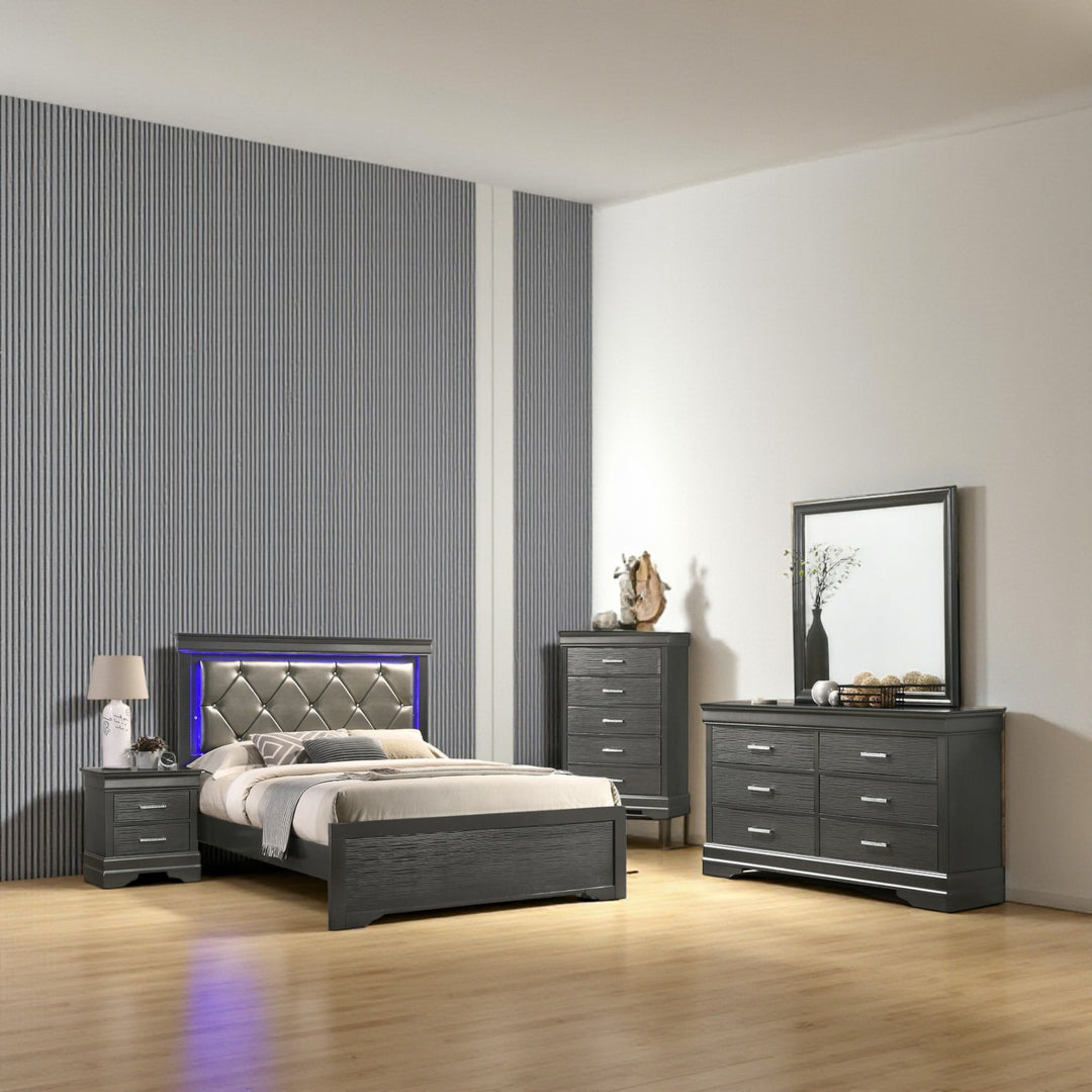 Axora 8-Piece Stylish Bedroom Set - Black | Modern, Sturdy, Ambient LEDs & Smart Storage