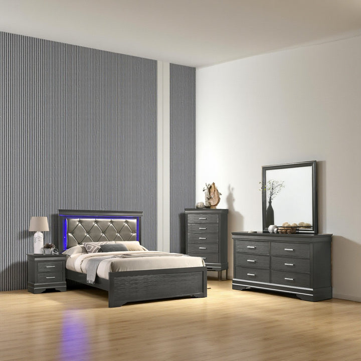 Axora 8-Piece Stylish Bedroom Set - Black | Modern, Sturdy, Ambient LEDs & Smart Storage