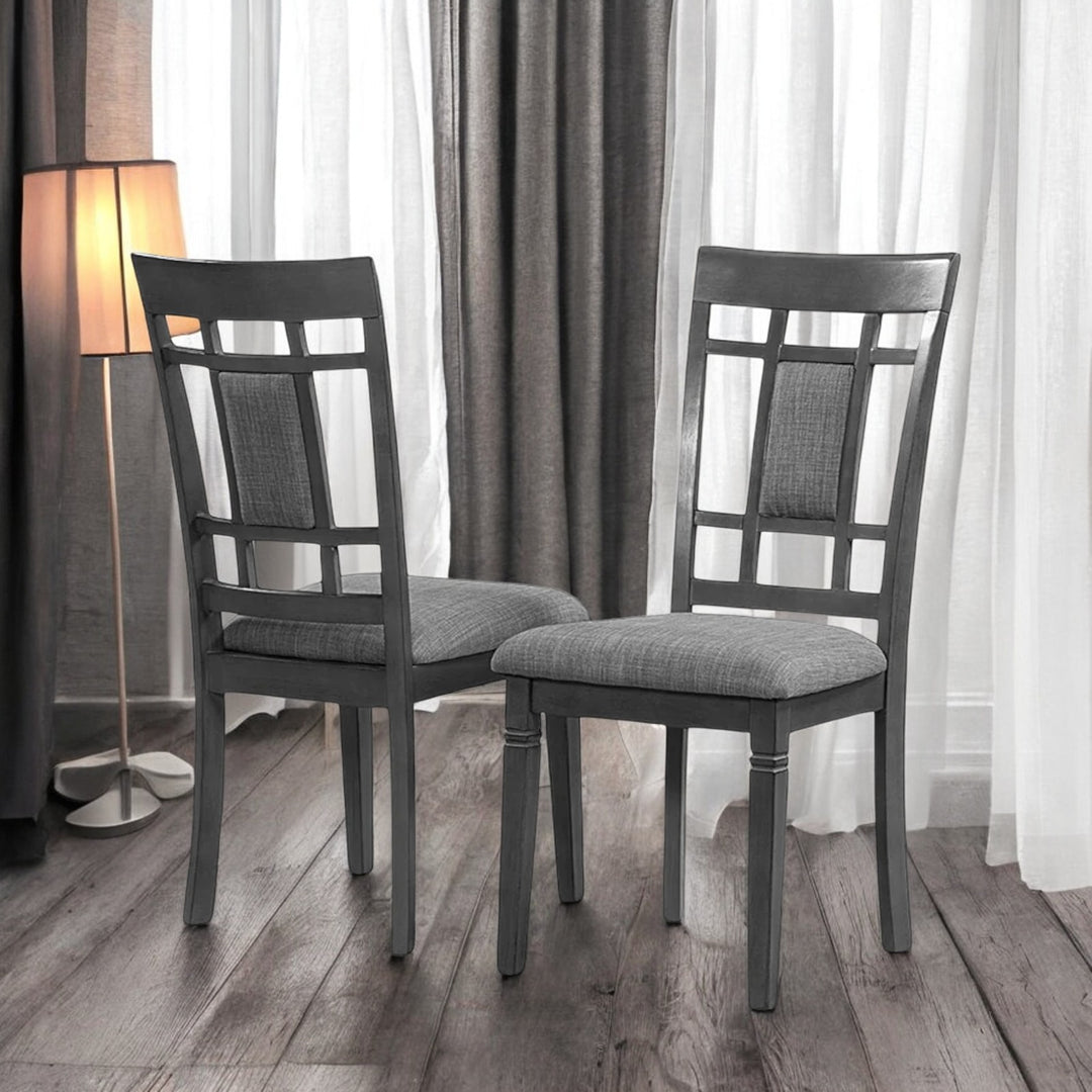 Alexia Wooden Dining Table Set For 4 With Fabric Upholstered Chairs - Grey