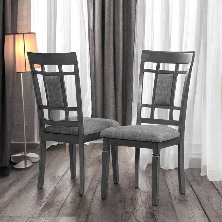 Alexia Wooden Dining Table Set For 4 With Fabric Upholstered Chairs - Grey