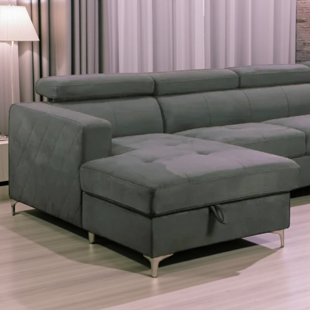 Colson 4-Piece LHF Sectional Sofa Bed In Fabric Upholstery - Grey