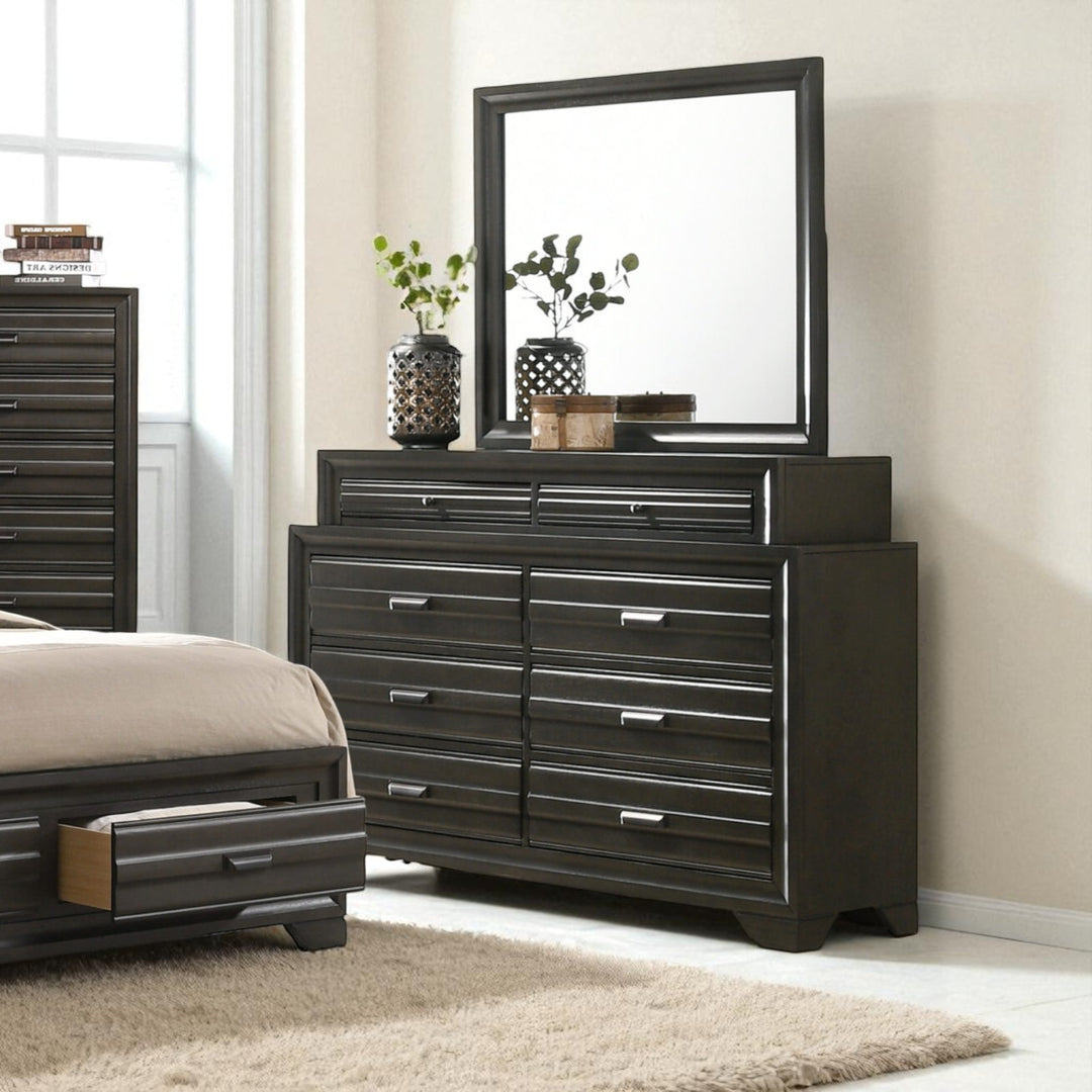 Orvak 8-Piece Rustic Bedroom Set - Antique Grey | Timeless, Sturdy & Smart Storage Solution