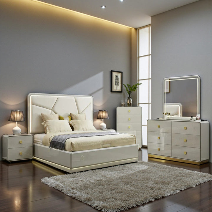 Warner 8-Piece Bedroom Set - Beige | Timeless, Stylish, Storage Solution & Built to Last