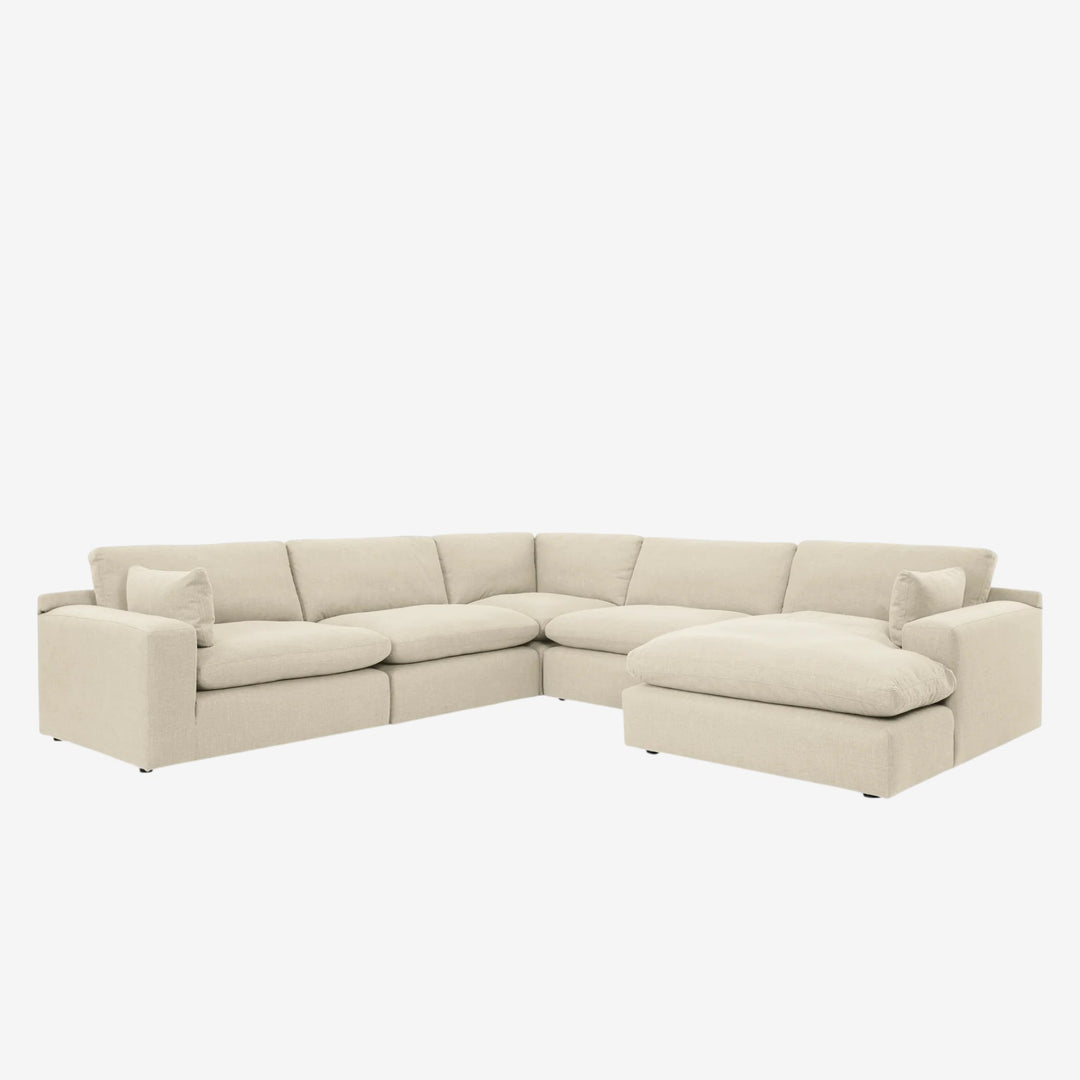 10006S7 Elyza 5-Piece RAF Sectional Sofa in Fabric Upholstery - Linen | Signature Design By Ashley
