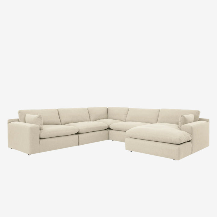 10006S7 Elyza 5-Piece RAF Sectional Sofa in Fabric Upholstery - Linen | Signature Design By Ashley