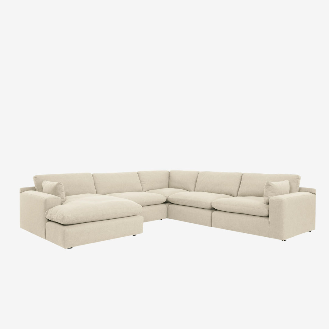 10006S6 Elyza 5-Piece LAF Sectional Sofa in Fabric Upholstery - Linen | Signature Design By Ashley