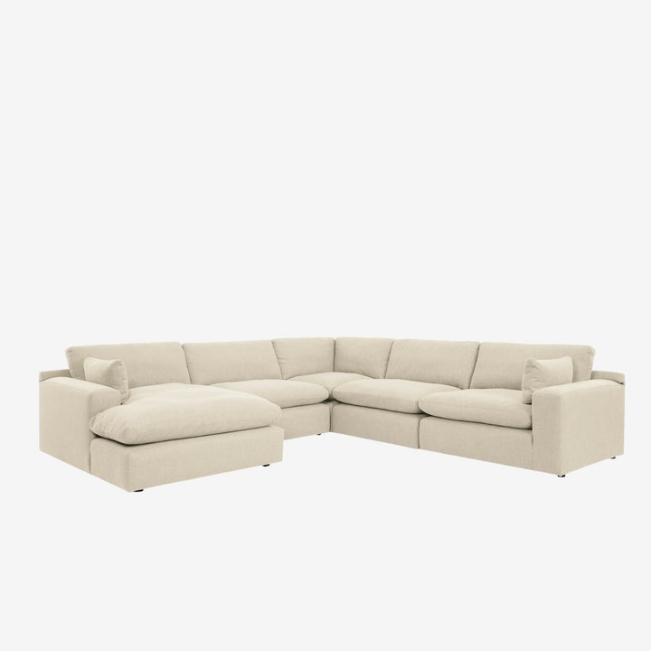10006S6 Elyza 5-Piece LAF Sectional Sofa in Fabric Upholstery - Linen | Signature Design By Ashley