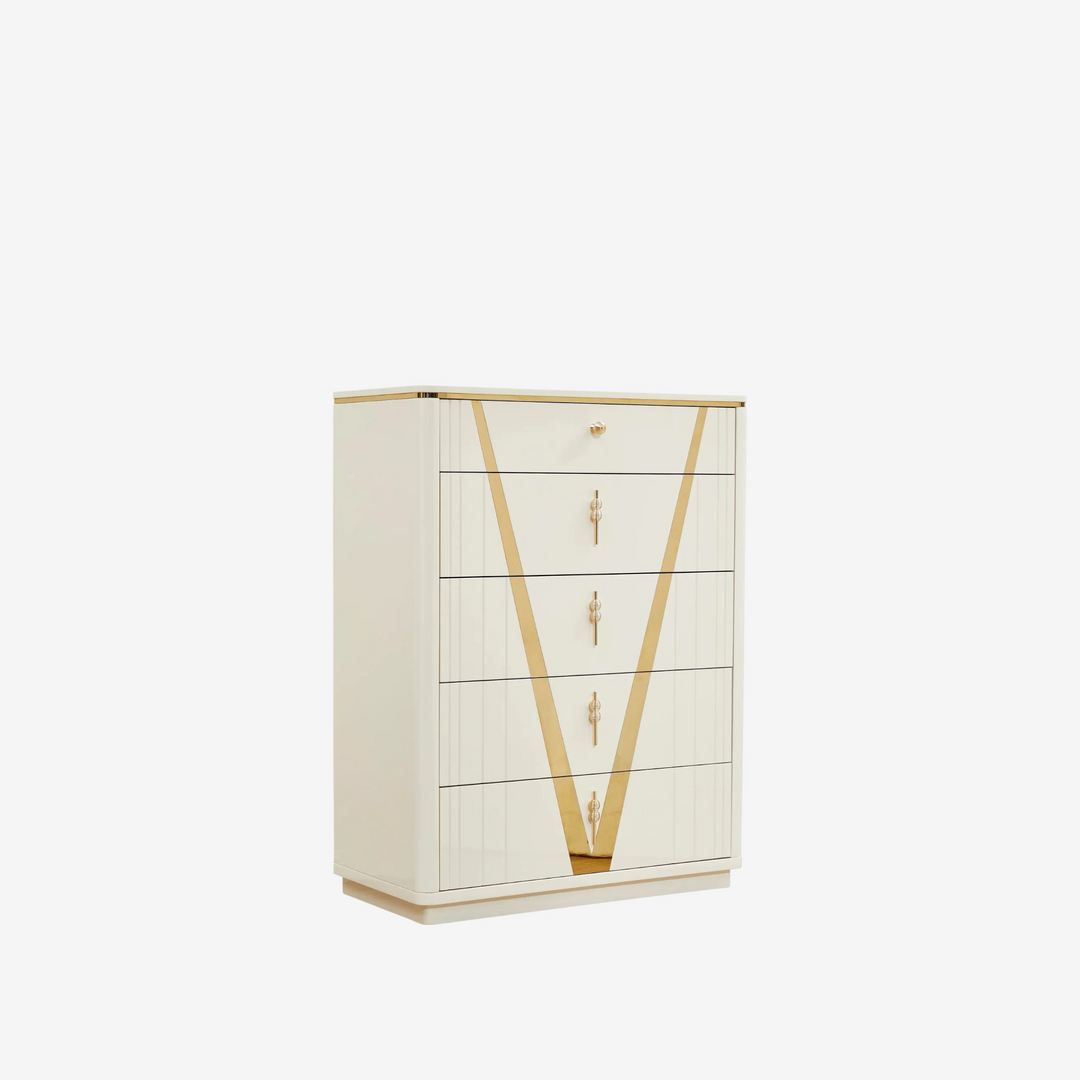 Fable 8-Piece Bedroom Set - White/ Gold | Timeless, Stylish, Durable & Storage Solution