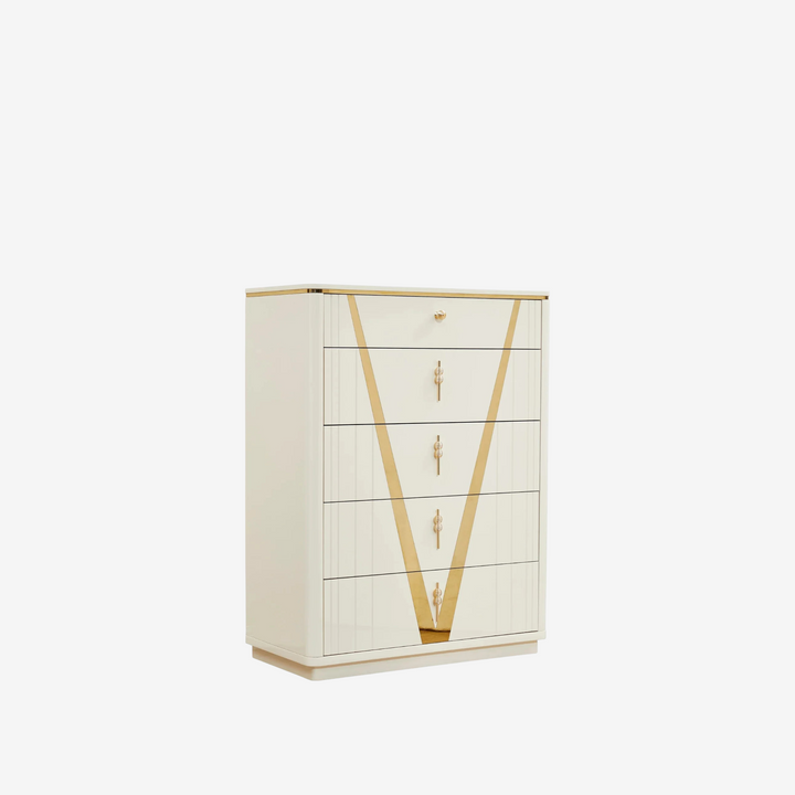 Fable 8-Piece Bedroom Set - White/ Gold | Timeless, Stylish, Durable & Storage Solution