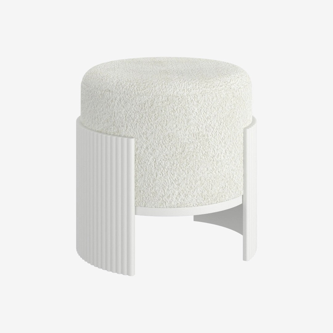 Kevin Fabric Upholstered Accent Ottoman - Ivory/ White
