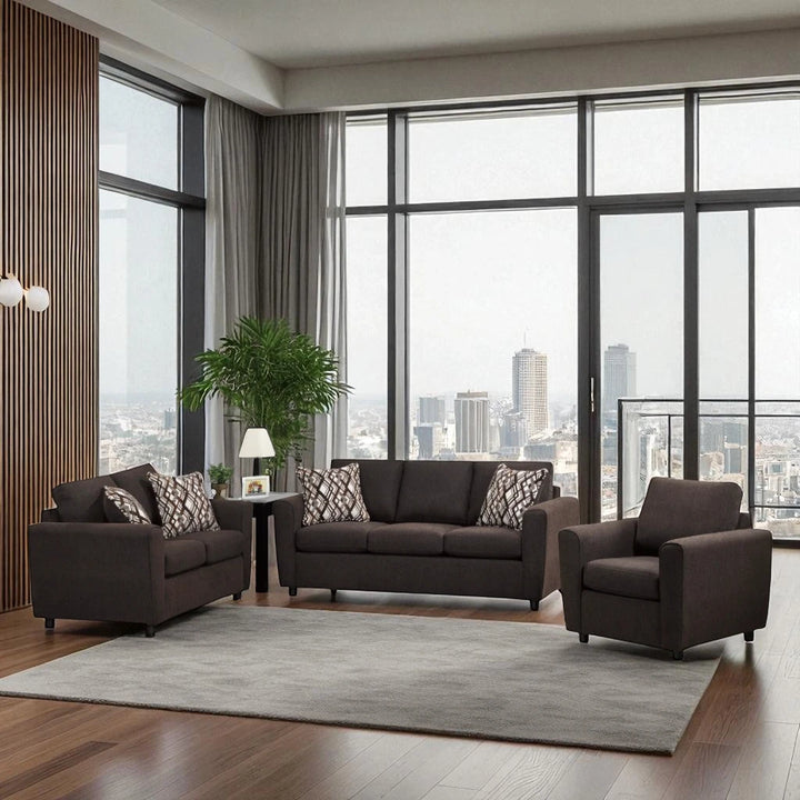 Riverstone Fabric Upholstered 3-Piece Sofa Set - Chocolate