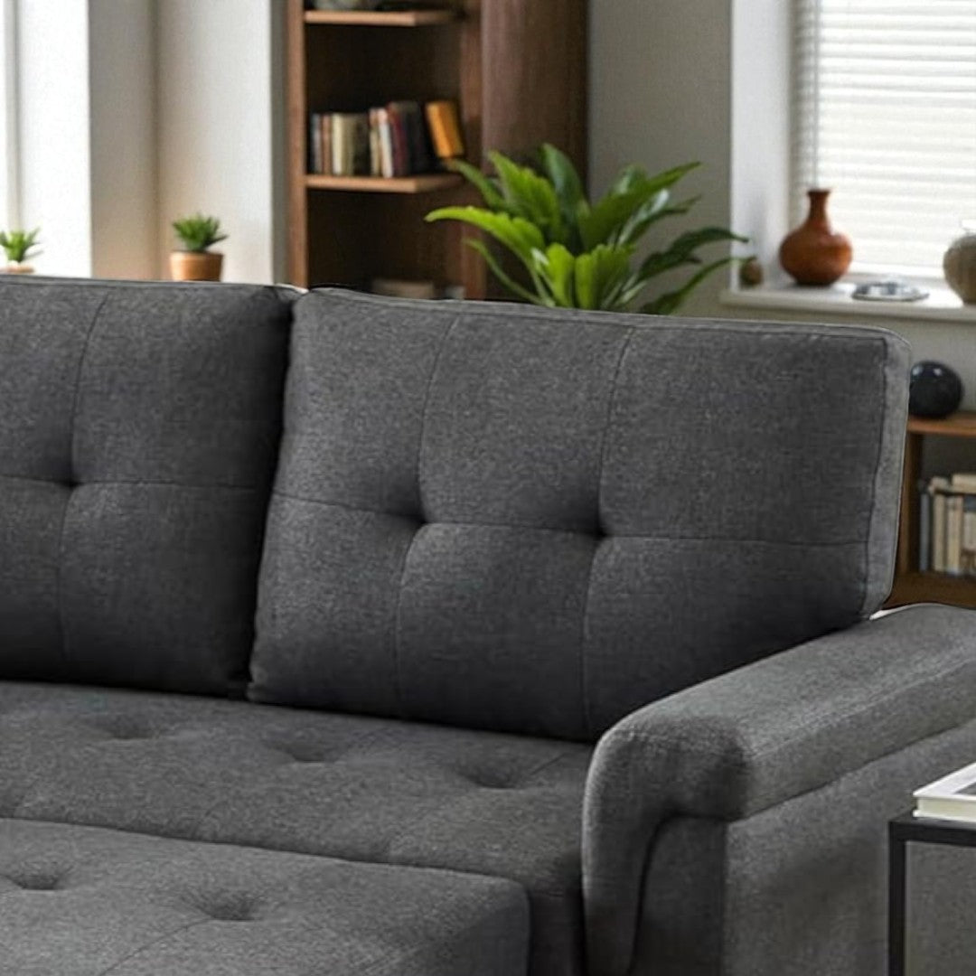 Trenton Sectional Sofa Bed With Reversible Storage Chaise & USB Charging Ports - Grey