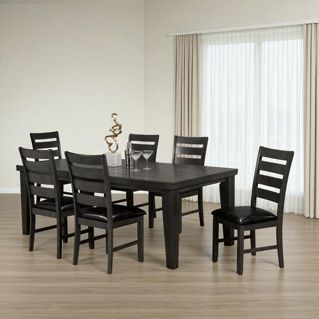 Mavik Wooden Dining Chair With Leathaire Upholstery (Set of 2) - Dark Grey