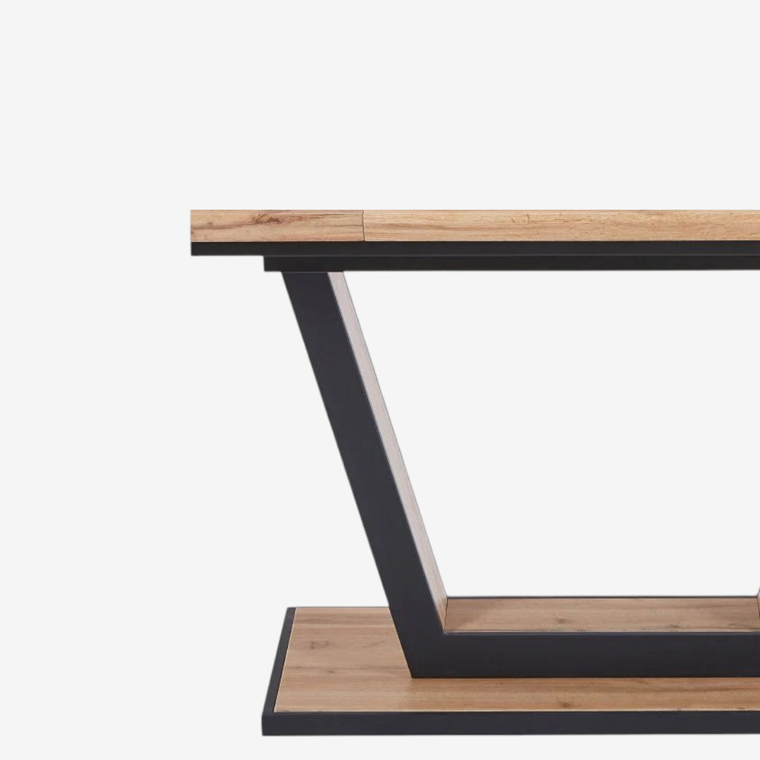 Zarek Extendable Wooden Dining Table - Natural/ Black