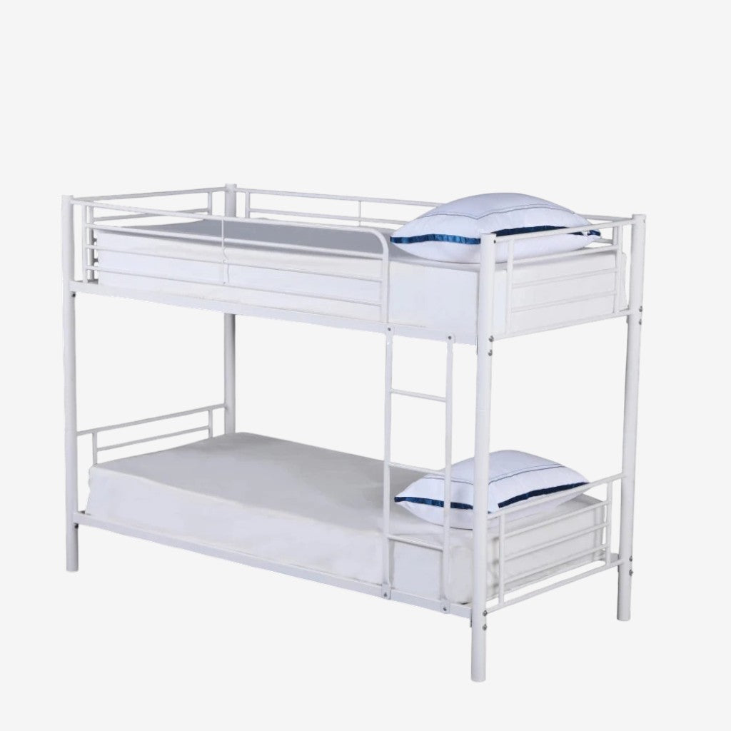 Reston Metallic Convertible Bunk Bed (Single/ Single) - White
