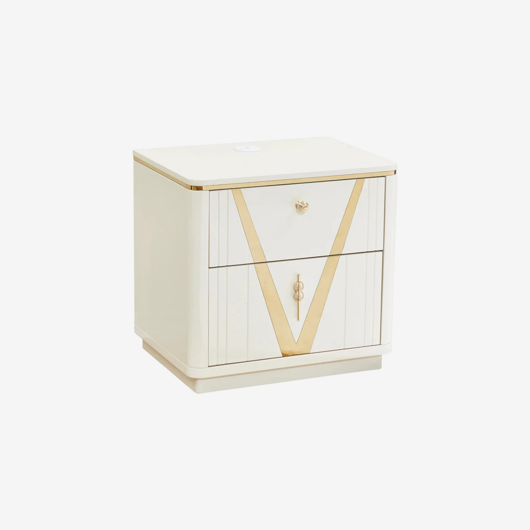 Fable 8-Piece Bedroom Set - White/ Gold | Timeless, Stylish, Durable & Storage Solution