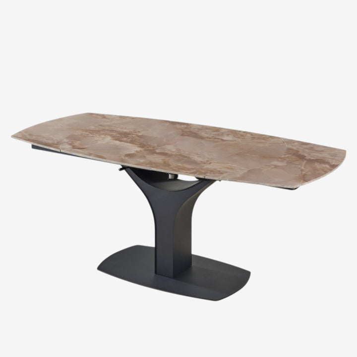 Lauren Extendable Dining Table With Sintered Stone Top - Agate Brown/ Black
