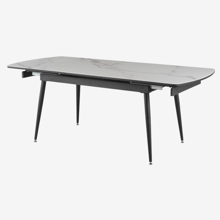Rovion Extendable Dining Table With Paper Marble Top - White/ Black