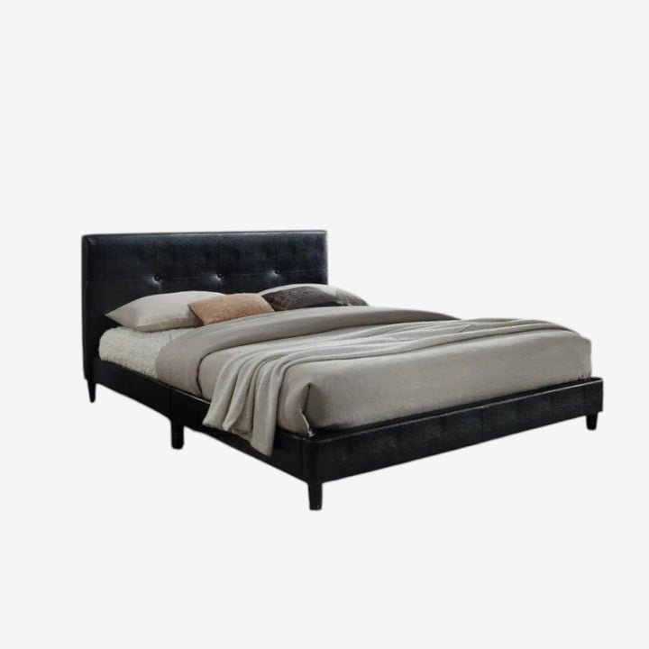 Brizon PU Upholstered Platform Bed Frame - Black