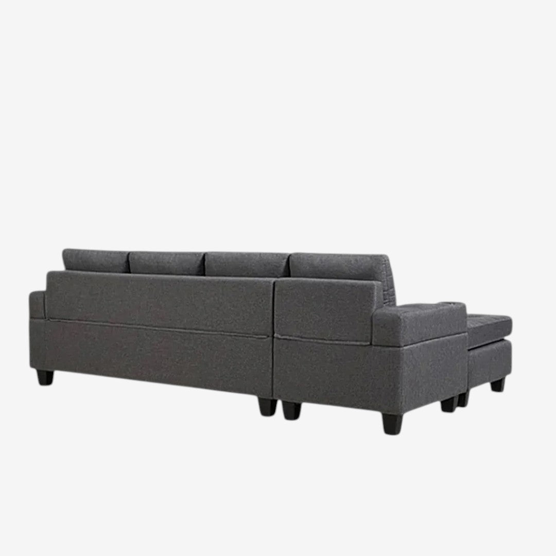 Bexen 2-Piece Reversible Sectional Sofa In Fabric Upholstery - Grey