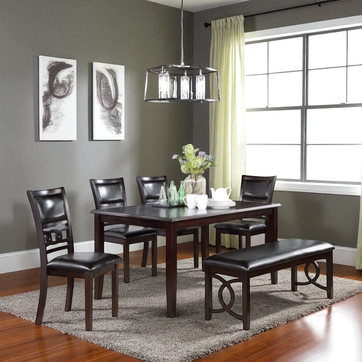 Vectra Wooden Dining Table Set For 4 With PU Upholstered Chairs & Versatile Bench - Espresso