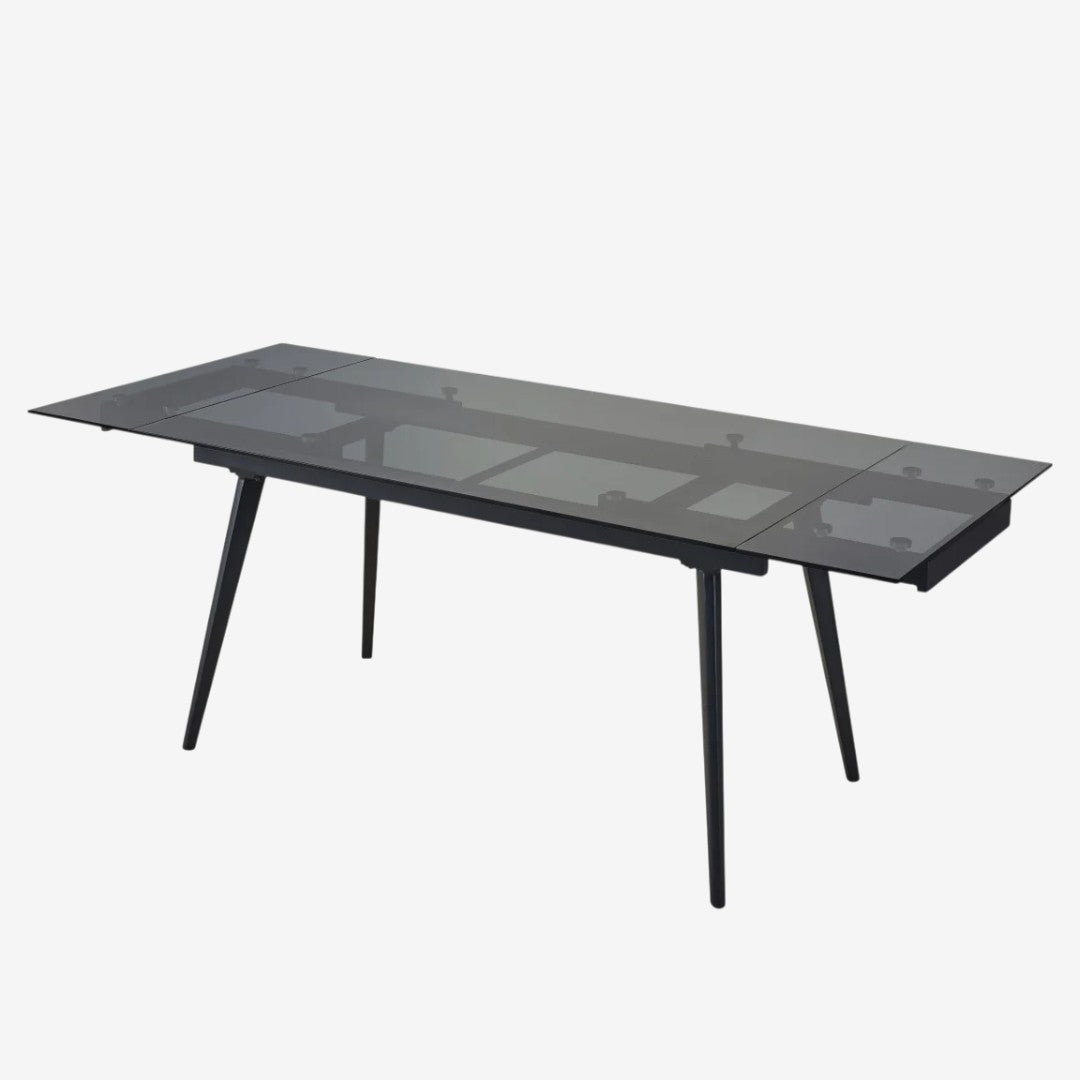 Hexon Extendable Dining Table With Tempered Glass Top - Black
