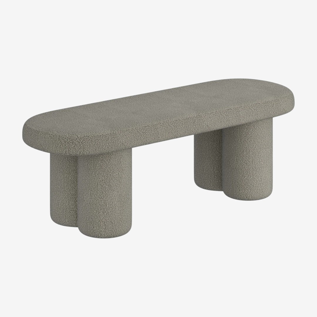 Orix Fabric Upholstered Accent Bench - Warm Grey