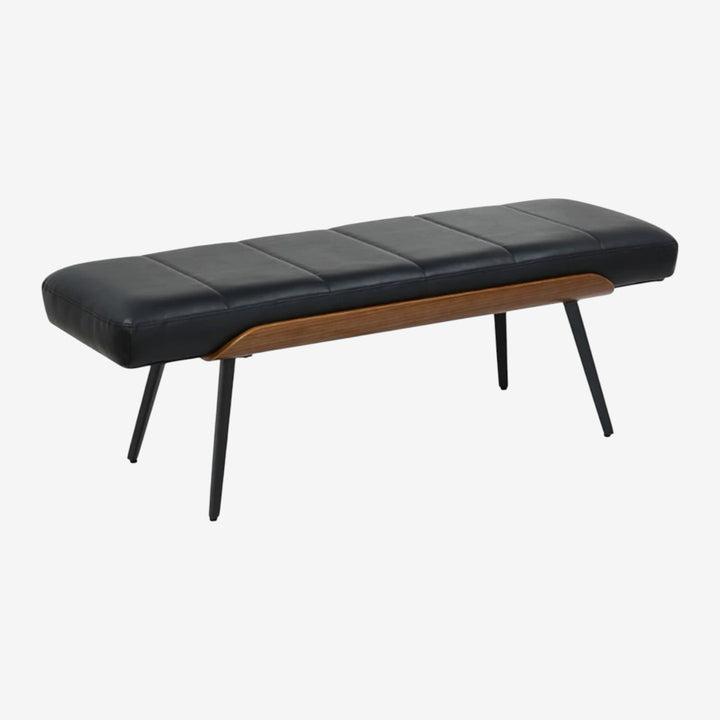 Firo Fabric Upholstered Accent Bench - Black/ Walnut