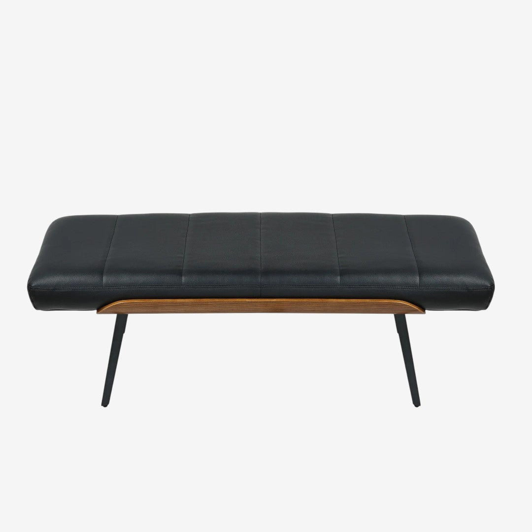 Firo Fabric Upholstered Accent Bench - Black/ Walnut