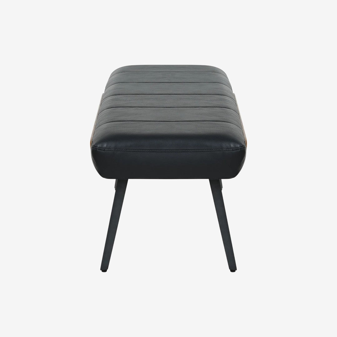 Firo Fabric Upholstered Accent Bench - Black/ Walnut