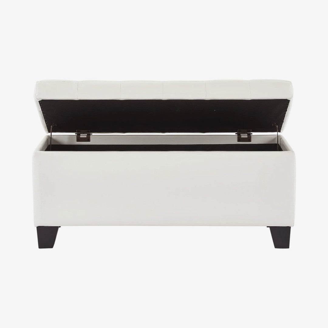 Frank Rectangular Storage Ottoman Bench In Striking White Finish