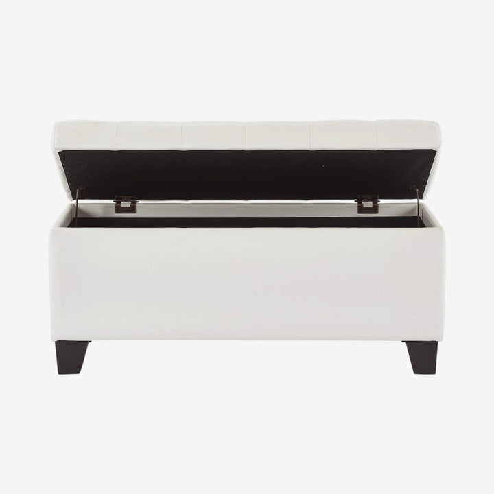 Frank Rectangular Storage Ottoman Bench In Striking White Finish