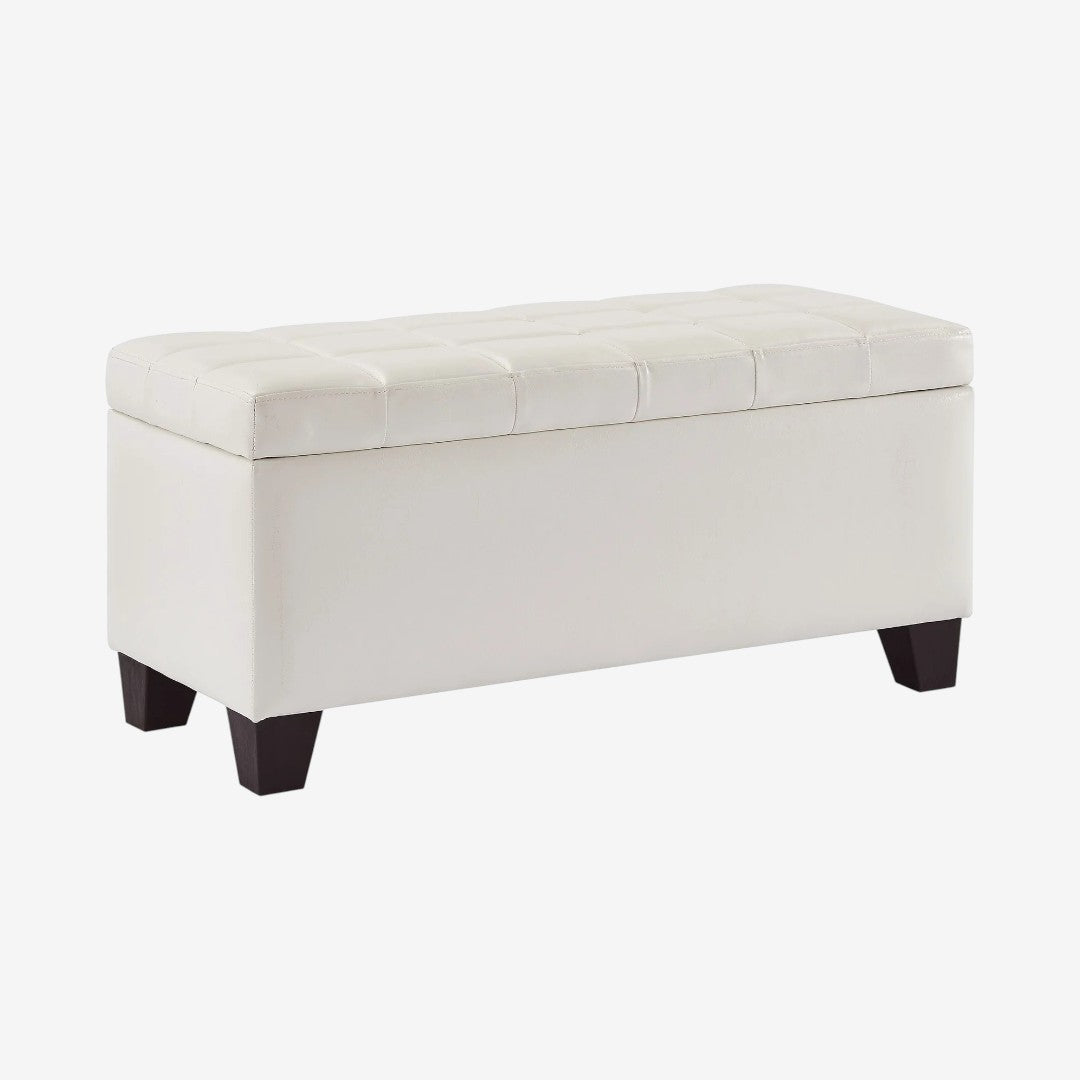 Frank Rectangular Storage Ottoman Bench In Striking White Finish
