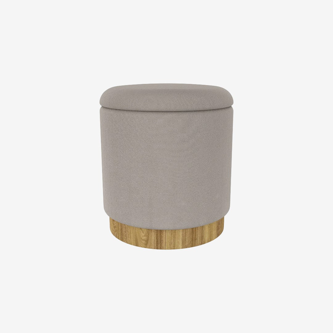 Elan Fabric Upholstered Accent Ottoman With Storage Compartment - Warm Grey