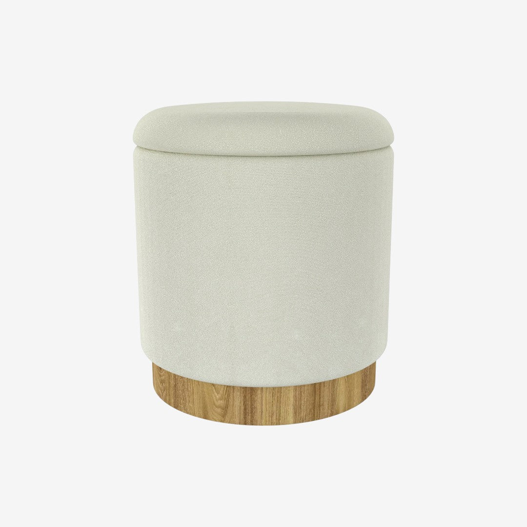 Elan Fabric Upholstered Accent Ottoman With Storage Compartment - White