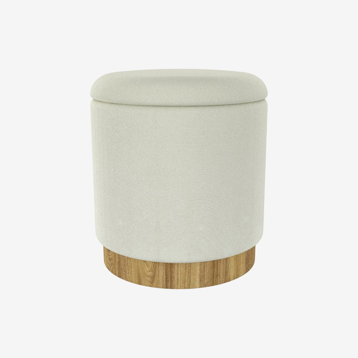 Elan Fabric Upholstered Accent Ottoman With Storage Compartment - White